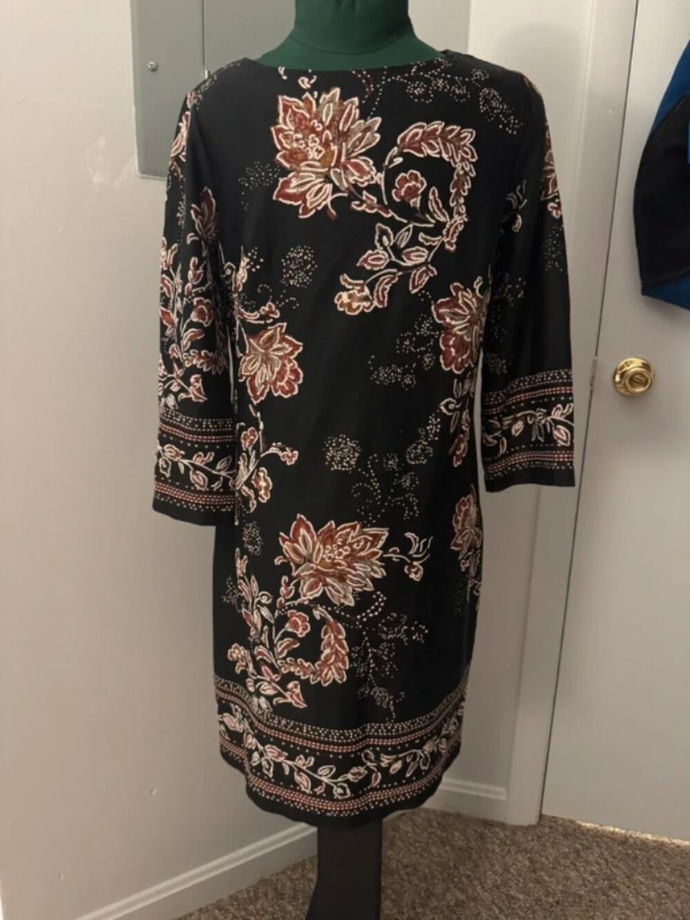 Black Dress with Floral Design